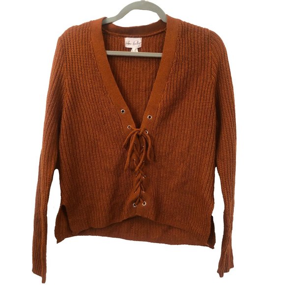 Urban Heritage: Knitted Crop Sweater S (ORANGE) - Picture 1 of 3